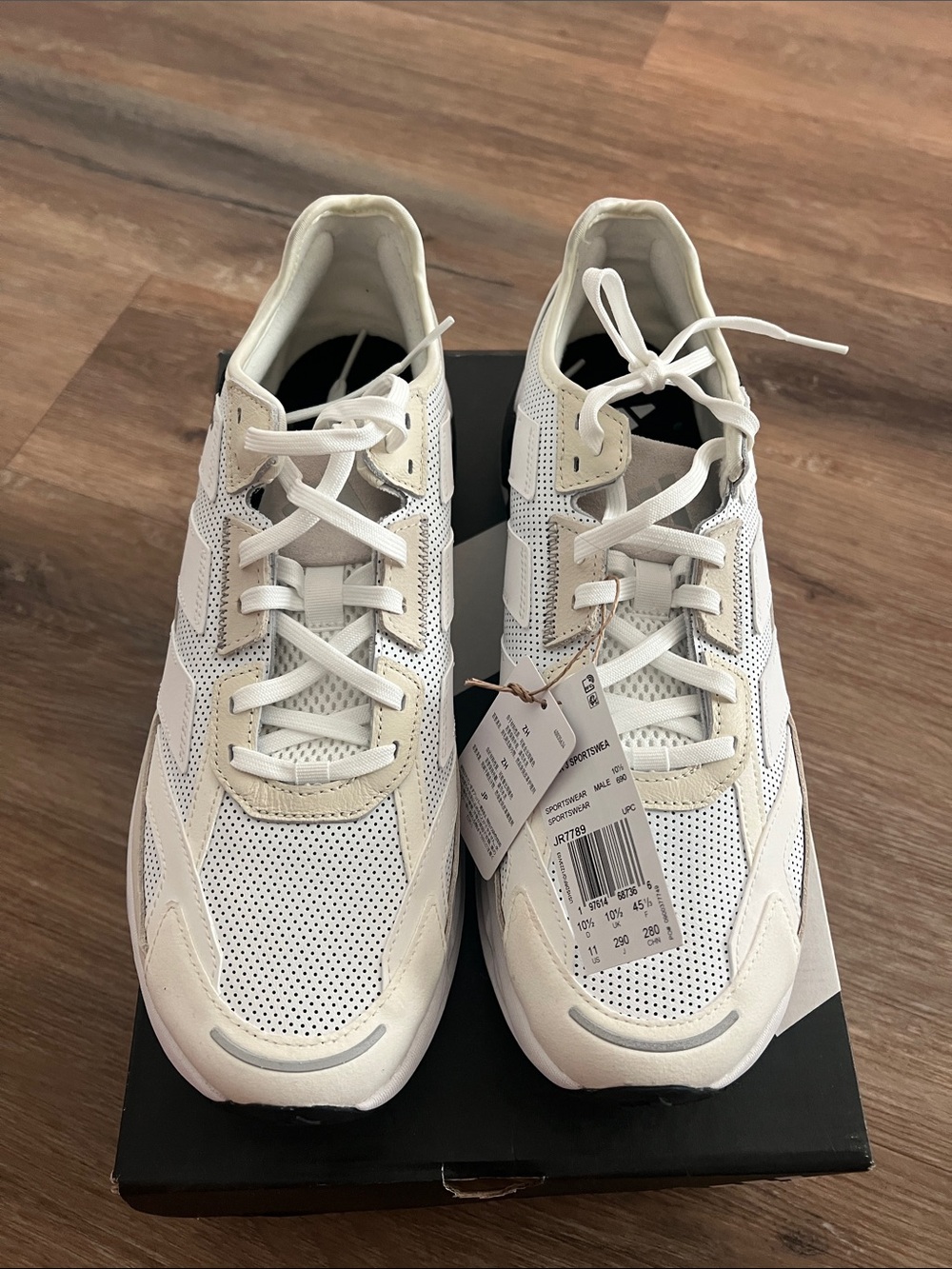 Adidas NIB Adistar 3 White Perforated Mesh & Leather Retro Sneakers